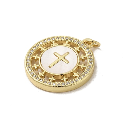 Brass Micro Pave Clear Cubic Zirconia Pendants KK-I708-04A-G-1