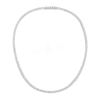 925 Sterling Silver Pave Crystal Cubic Zirconia Tennis Necklaces for Women NJEW-C096-01B-P02-1