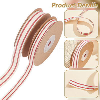 2 Rolls 2 Styles Cotton Striped Ribbons OCOR-WR0001-56A-1