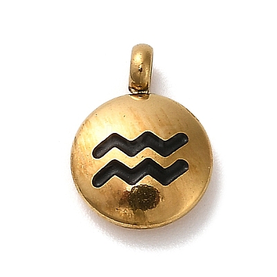 304 Stainless Steel Black Enamel Charms STAS-R009-02G-10-1