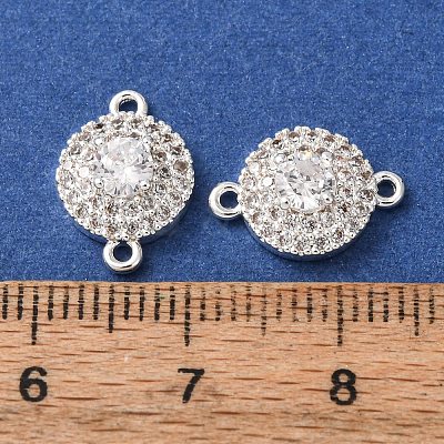 Brass Pave Clear Cubic Zirconia Connector Charms CU-CBAEC99-06S-1