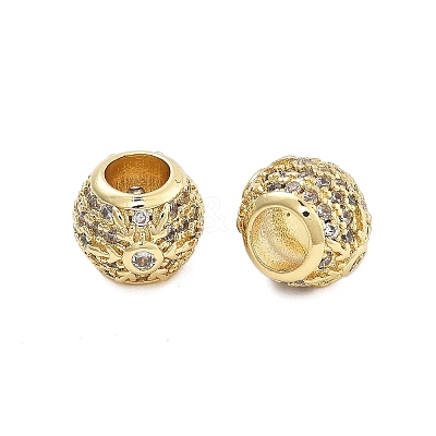 Brass Micro Pave Cubic Zirconia European Beads KK-Q006-44G-1