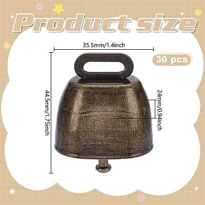 30Pcs Iron Bell Pendants IFIN-GO0001-05-1