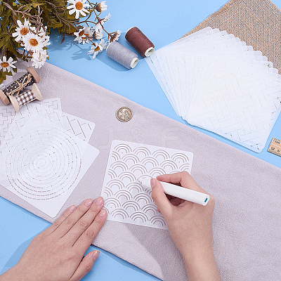 18Pcs PET Embroidery Template DIY-ME0003-65-1