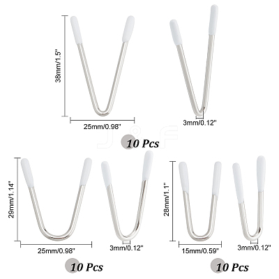 30Pcs 3 Style V Shape 204 Stainless Steel & Nylon Bra Underwire STAS-PH0005-40-1