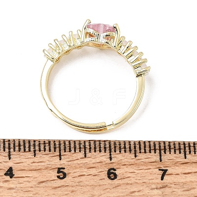 Brass Pave Cubic Zirconia Cuff Open Rings CU-CBA5C10-02G-1