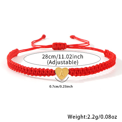 304 Stainless Steel Heart with Letter Bead Braided Bead Bracelets OO6447-1-1