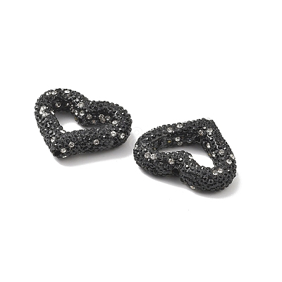 Heart Shape Polymer Clay Rhinestone Beads CLAY-NH0001-09B-05-1