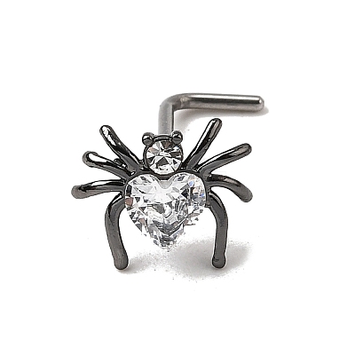 Heart Spider 316L Surgical Stainless Steel with Cubic Zirconia L-Shaped Nose Rings FS-WG44168-05-1
