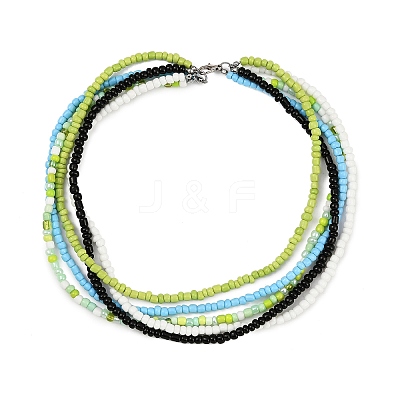 Bohemian Glass Seed Beaded Multi-strand Necklaces for Women NJEW-JN05354-02-1