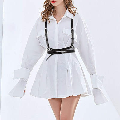Adjustable Retro Imitation Leather Y-Shaped Heavy Duty Suspenders AJEW-WH0314-94-1