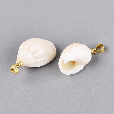 Brass & Natural Spiral Shell Pendants SHEL-Q029-13KCG-1