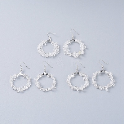 Natural Quartz Crystal Dangle Earrings EJEW-E255-D15-1