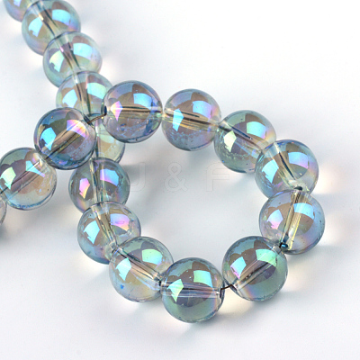Electroplate Glass Beads Strands EGLA-Q062-8mm-A01-1