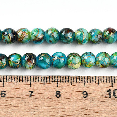 Baking Paint Glass Beads Strands DGLA-N003-6mm-B08-1