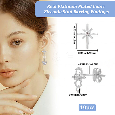 10Pcs Brass Stud Earring Findings KK-BBC0021-68-1