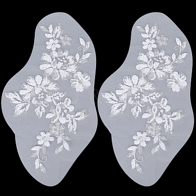 Flower Polyester Embroidery Sew on Appliques PATC-WH0012-32C-1