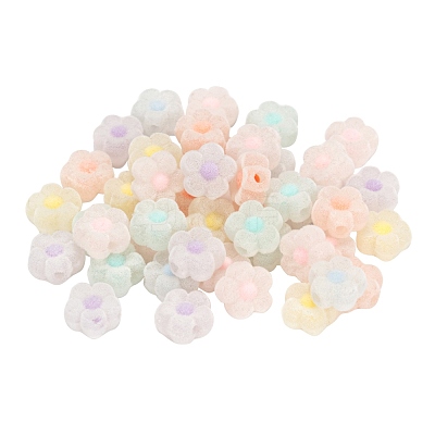 30Pcs Flocky Acrylic Beads MACR-FS0001-07-1
