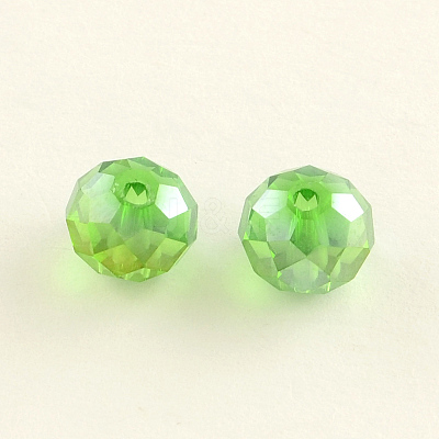 Electroplate Faceted Rondelle AB Color Plated Transparent Glass Beads GLAA-R152-6mm-M2-1