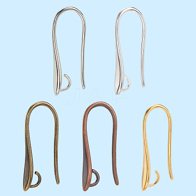 60Pcs 5 Colors Brass Earring Hooks for Earring Designs KK-SP0002-50-1