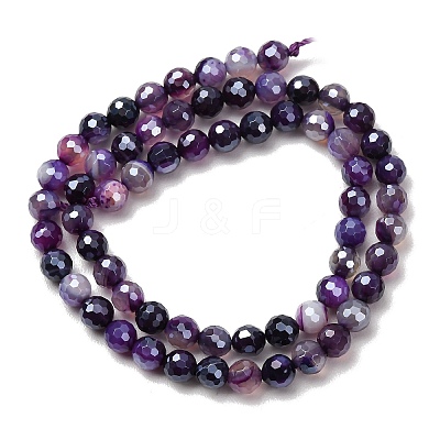 Electroplated Natural Agate Beads Strands G-B191-A07-6mm-10-1