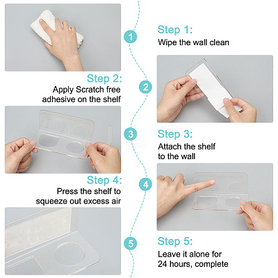2-Slot Rectangle Acrylic Wall Mounted Comb Organizer Holder for Bathroom ODIS-WH0043-218A-1