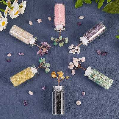 6Pcs 6 Style Natural Gemstone Chip Money Tree Display Decorations DJEW-SZ0001-07-1
