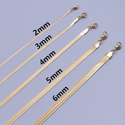 1~2MM Unisex 304 Stainless Steel Flat Snake Chains Necklaces CI0111-3-1