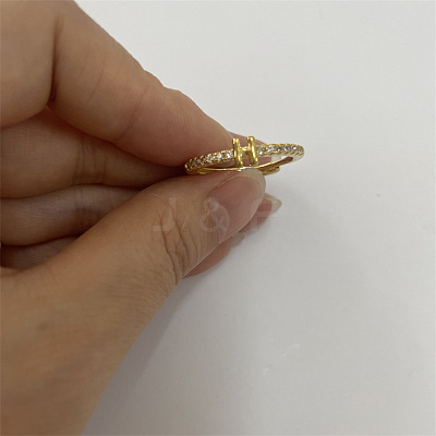 Brass Micro Pave Clear Cubic Zirconia Finger Rings FS-WGE303B-34-1