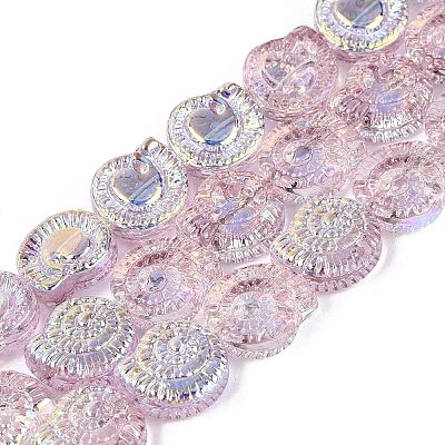 Electroplate Transparent Glass Beads Strands EGLA-Q136-02A-02-1