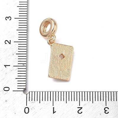 Brass Pave Clear Cubic Zirconia Tarot European Dangle Charms KK-C168-10G-1