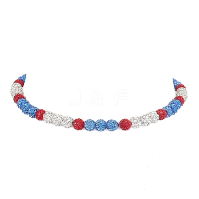 8mm Round Polymer Clay Rhinestone Wrap Bracelets BJEW-JB10480-1