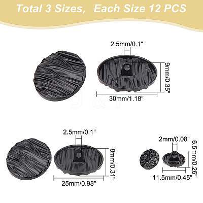 36Pcs 3 Style 1-Hole Alloy Shank Buttons BUTT-GA0001-02EB-1