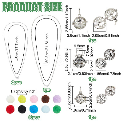 1Pc Brass Hollow Tree of Life Essential Oil Diffuser Bead Cage Pendant Iron Chain Necklaces NJEW-PH0001-55-1
