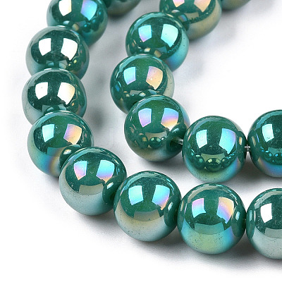 Electroplate Opaque Glass Beads Strands X-GLAA-T032-P8mm-AB12-1