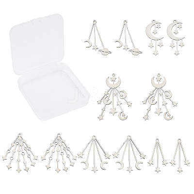 12Pcs 6 Style 201 Stainless Steel Pendants STAS-SC0003-02-1