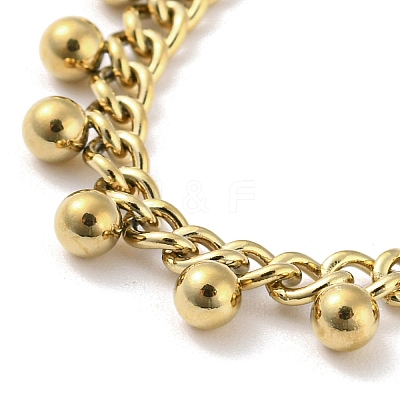 304 Stainless Steel Round Ball Charms Link Chain Anklets AJEW-G054-01G-1