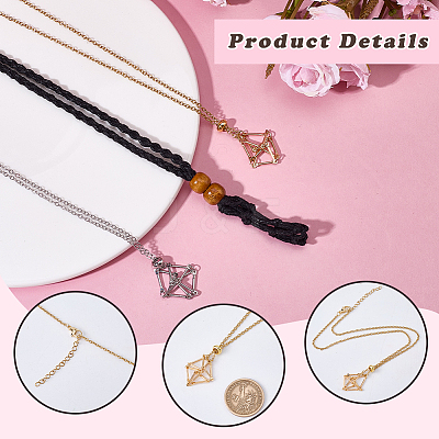 6Pcs 3 Styles Waxed Cord & 304 Stainless Steel Macrame Pouch Empty Stone Holder Pendant Slider Necklace Making NJEW-SC0001-88-1