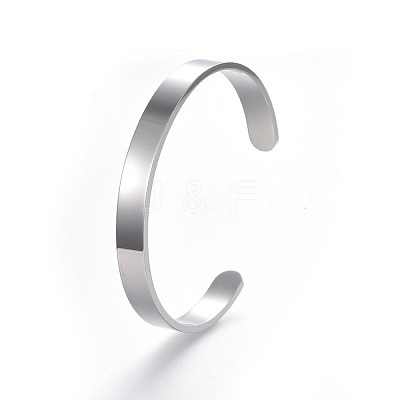 Tarnish Resistant 304 Stainless Steel Blank Cuff Bangles BJEW-E361-11P-1