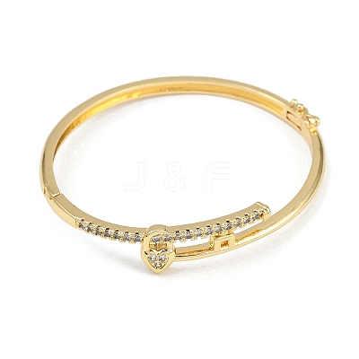 Brass Micro Pave Clear Cubic Zirconia Bangles BJEW-F504-02G-1