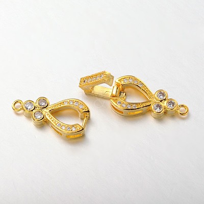 Brass Micro Pave Cubic Zirconia Fold Over Clasps ZIRC-F013-01G-FF-1