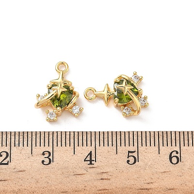 Brass Micro Pave Cubic Zirconia Pendants KK-D504-26C-G-1