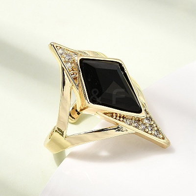 Brass Micro Pave Cubic Zirconia Cuff Rings for Women GG-CBA7610-11G-06-1