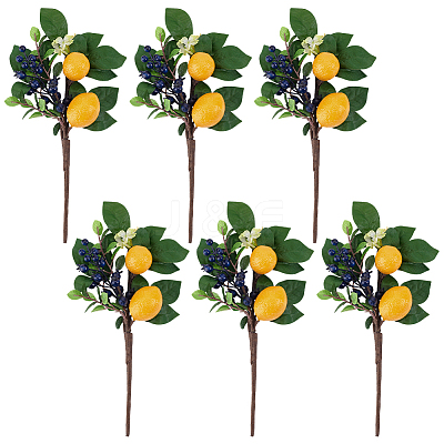 6Pcs Lemon & Blueberry Silk Cloth & Foam Artificial Plants AJEW-GA0009-26-1