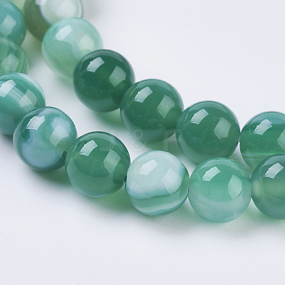 Round Dyed Natural Striped Agate/Banded Agate Beads Strands G-G582-6mm-M-1