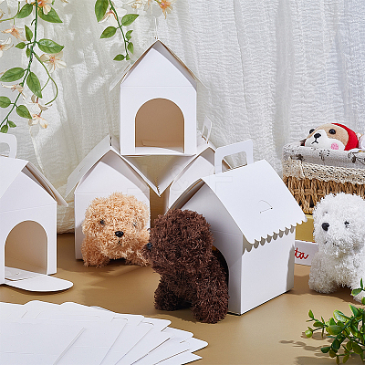 Cardboard Paper Pet Gift Packing Boxes with Window and Handles CON-WH0095-210-1