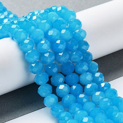 Baking Paint Imitation Jade Glass Bead Strands DGLA-A034-J8MM-A13-1