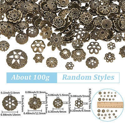 2 Sets Tibetan Style Alloy Bead Caps FIND-SC0019-65AB-1