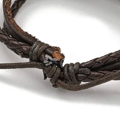 PU Imitation Leather Cord Triple Layer Multi-strand Bracelets BJEW-P329-03B-AS-1