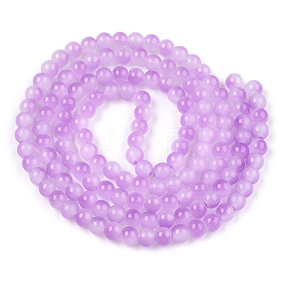 Baking Paint Imitation Jade Glass Round Bead Strands X1-DGLA-N003-8mm-05-1